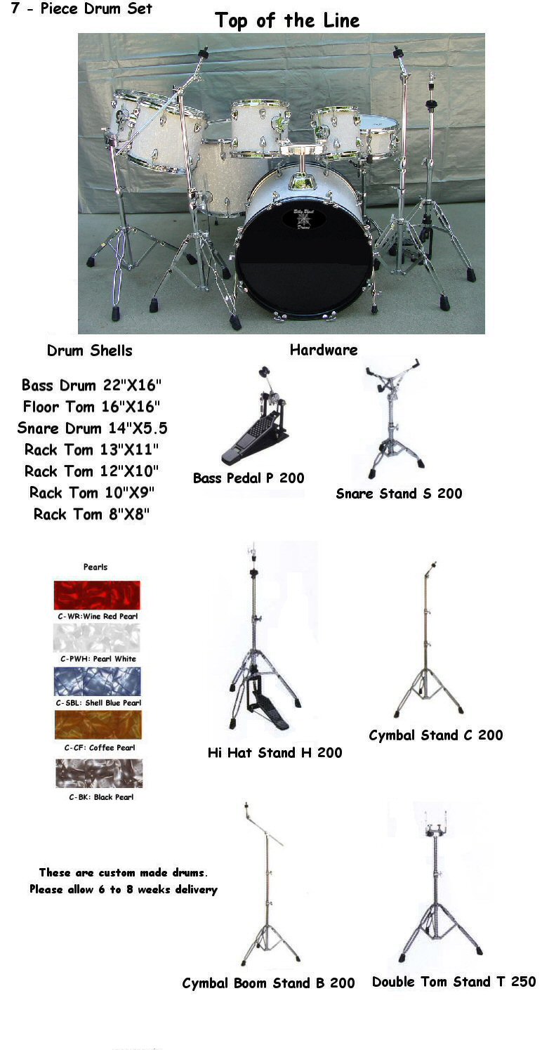 HD 20722 7-Piece White Pearl Drum Set